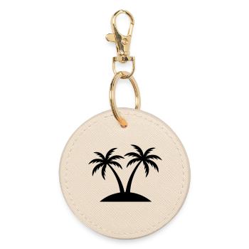 Silhouette de la plage de Palm Trees Island - Porte-clés rond - huître - Devant