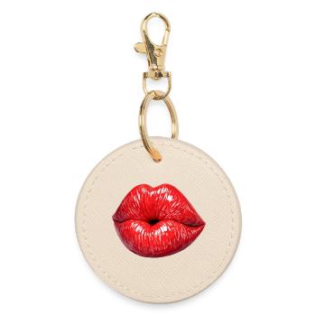 Red Gloss Kiss Lippen - Runder Schlüsselanhänger - Auster - Vorne