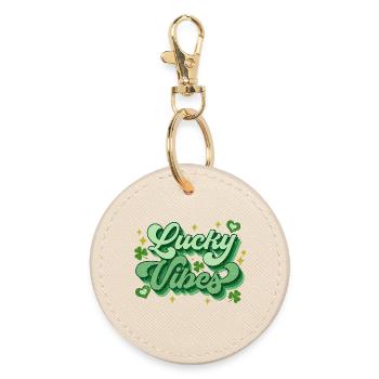 Lucky Vibes St Patrick's Day - Round Keyring - oyster - Front