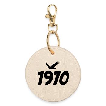 1970's Vintage Eagle Graphic - Round Keyring - oyster - Front