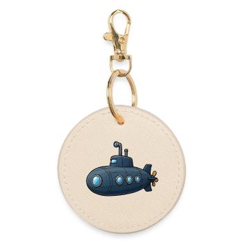 Blue Cartoon Submarine Adventure - Round Keyring - oyster - Front