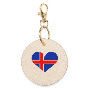 Drapeau islandais en forme de cœur - Porte-clés rond - huître - Devant