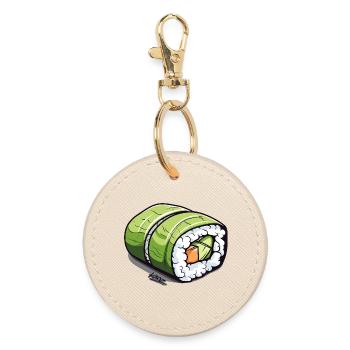 Rouleau à sushi vert émeraude - Porte-clés rond - huître - Devant