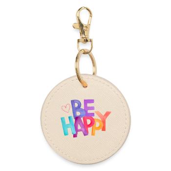 Peinture à l’aquarelle arc-en-ciel Be Happy - Porte-clés rond - huître - Devant
