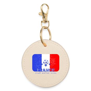 France flag with soccer soccer team jersey - Round Keyring - oyster - Front