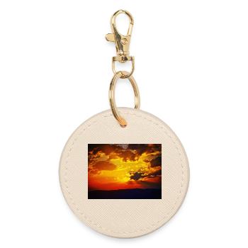Sunset Fire Rays - Round Keyring - oyster - Front