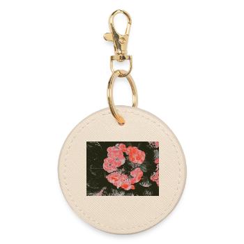 Des fleurs rouge corail en contraste - Porte-clés rond - huître - Devant