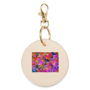 Collage de Fleurs d’Explosion de Couleur - Porte-clés rond - huître - Devant