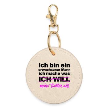 Papa, Vater macht was Tochter will Vater, Geschenk - Runder Schlüsselanhänger - Auster - Vorne