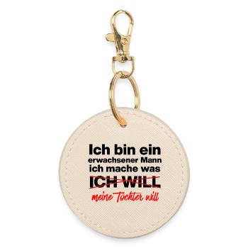 Papa, Vater macht was Tochter will Vater, Geschenk - Runder Schlüsselanhänger - Auster - Vorne