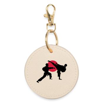 two karate fighter - Round Keyring - oyster - Front
