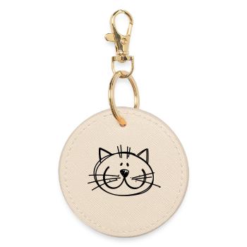 Katzen Zeichnung - Runder Schlüsselanhänger - Auster - Vorne