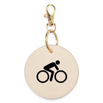 biker cyclist - Round Keyring - oyster - Front