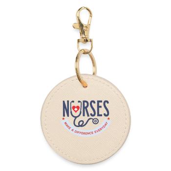 Nurses Make a Difference Everyday T-Shirt - Round Keyring - oyster - Front