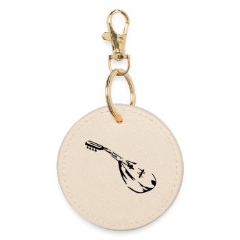 mandoline musiker - Runder Schlüsselanhänger - Auster - Vorne