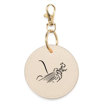 Guitarist guitar player musician band instrument # - Round Keyring - oyster - Front