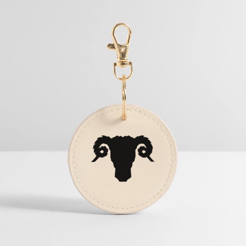 Bock- oder Rammkopfschattenbild Runder Schlüsselanhänger