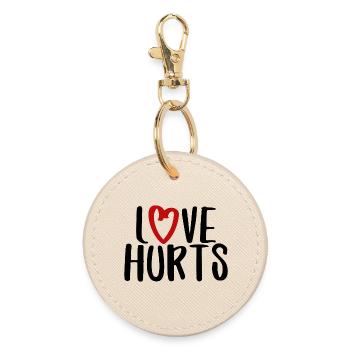love hurts love font funny saying - Round Keyring - oyster - Front