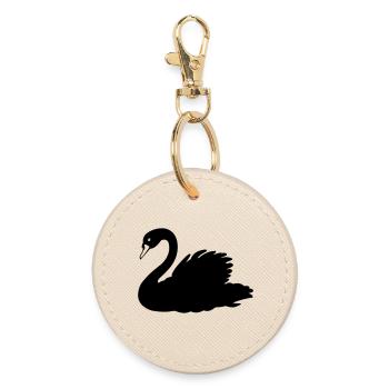 Black swan shadow figure - Round Keyring - oyster - Front