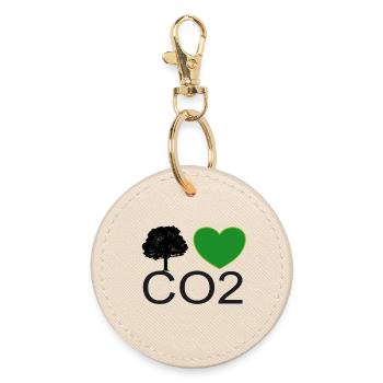 Ich Liebe CO2 Herz Grafik - Runder Schlüsselanhänger - Auster - Vorne