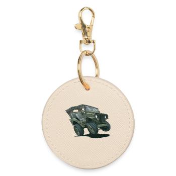 Willys MB Offroader 4x4 ROOFTOP Oldtimer Us Army - Runder Schlüsselanhänger - Auster - Vorne