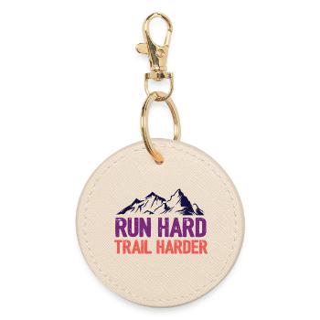 Run Hard. Trail Harder. - Round Keyring - oyster - Front