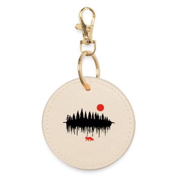 The Call of the Forest (black) - Round Keyring - oyster - Front