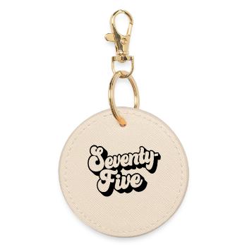 Seventy-five 75th Birthday Men Women 75 Years Old - Round Keyring - oyster - Front