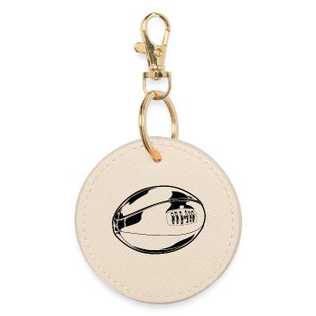 Rugby Ball Sketch - Round Keyring - oyster - Front