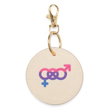 LGBTQ Pride Month - Bisexual Sign - Round Keyring - oyster - Front