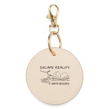 Escape from reality with books Bookworm Quote - Round Keyring - oyster - Front
