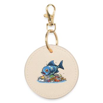 Fisch im Plastik Meer Umweltverschmutzung Shirt - Runder Schlüsselanhänger - Auster - Vorne