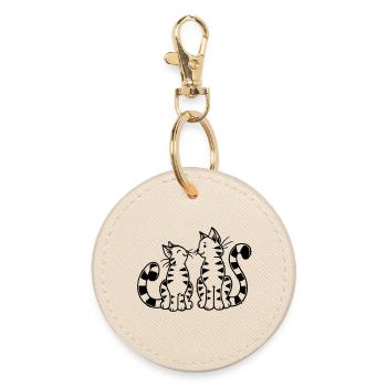 Cartoon Kitten - Round Keyring - oyster - Front