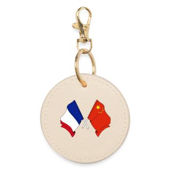 Drapeau de la France et drapeau de la Chine - Porte-clés rond - huître - Devant