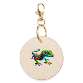 Gecko - Runder Schlüsselanhänger - Auster - Vorne