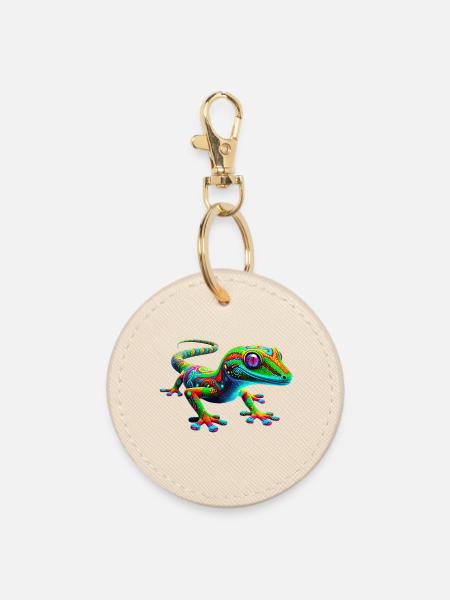 Gecko - Runder Schlüsselanhänger - Auster