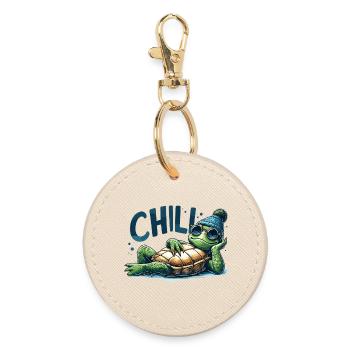 Chill Toad Turtle Cool Chill Gift - Round Keyring - oyster - Front