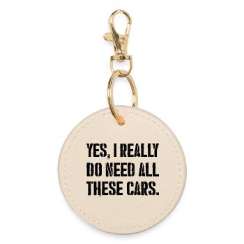 yes I really do need all these cars - Round Keyring - oyster - Front