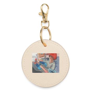 Blue Guitar - Round Keyring - oyster - Front