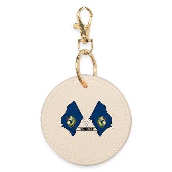 Two flags text VERMONT - Round Keyring - oyster - Front
