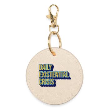 Daily existential crisis – humor meets reality - Round Keyring - oyster - Front