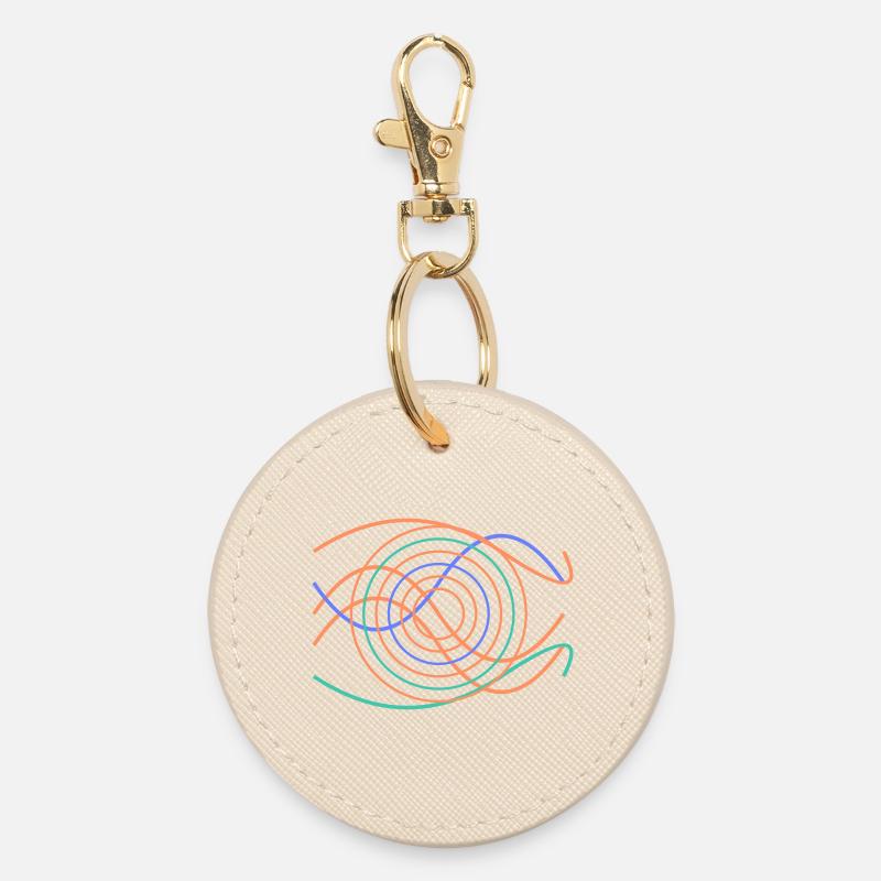 Abstract wave design - Round Keyring - oyster