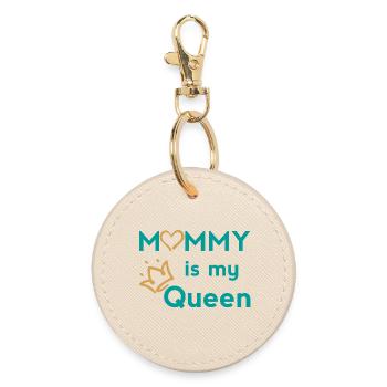 Mama Queen Design mit Krönchen und Herz - Runder Schlüsselanhänger - Auster - Vorne