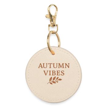 Herbstliche Naturkraft Schriftzug - Runder Schlüsselanhänger - Auster - Vorne