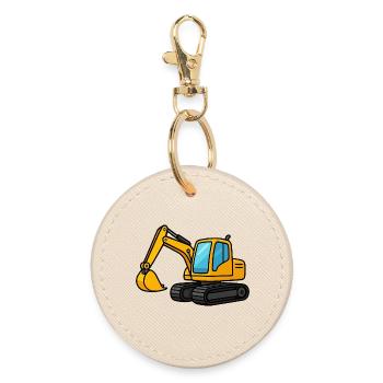 Miniaturbagger Illustration - Runder Schlüsselanhänger - Auster - Vorne
