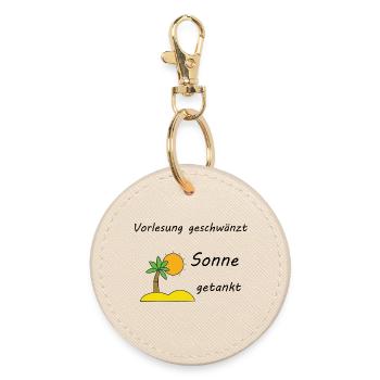 University Saying "Sun Tanked" Gift, Students - Round Keyring - oyster - Front