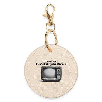 Documentaries | Funny True Crime Retro TV Design - Runder Schlüsselanhänger - Auster - Vorne
