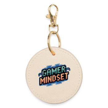 Verpixeltes Gamer-Minset-Design - Runder Schlüsselanhänger - Auster - Vorne