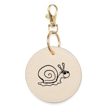 Snail Sunglasses Cool Black Glasses Smile - Round Keyring - oyster - Front
