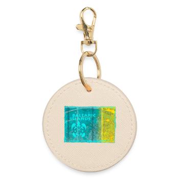 Balearic Islands Neon Style - Round Keyring - oyster - Front